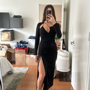 Zara black cut out midi dress
